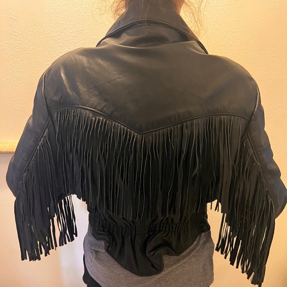 Luscious Vintage 80’s Leather Jacket w/ Fringe - Picture 1 of 7